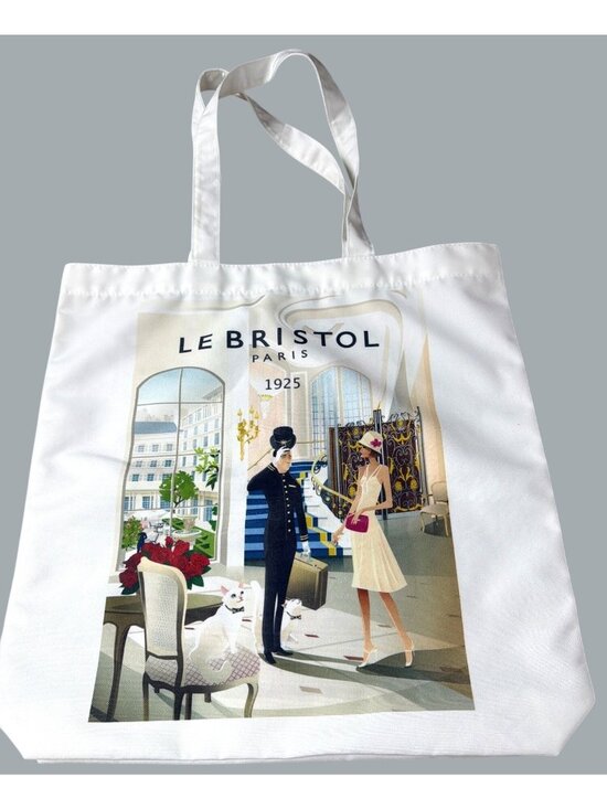 Le Bristol Paris Handbags - Paris Luxury Hotel Fabric Tote Bag Art Deco Limited Edition Travel Souvenir NWOT
